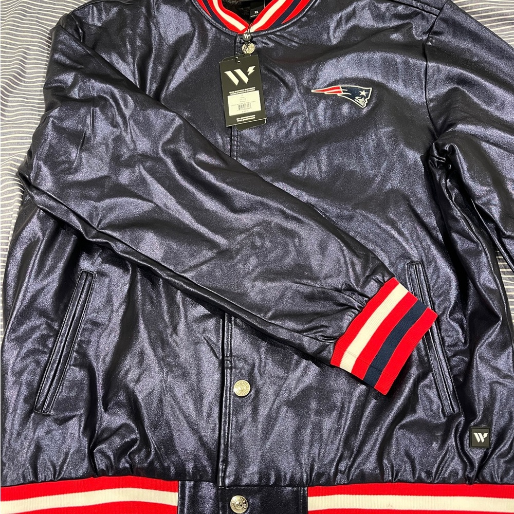 Patriots unisex metallic bomber jacket XL